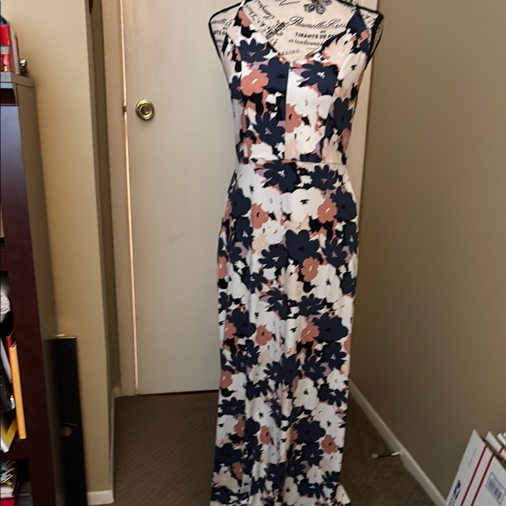 Market & Spruce Blue and Black Sleeveless Maxi Dress Scoop Neck